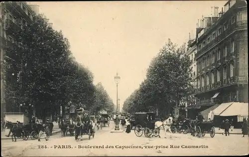 Ak Paris IX. Arrondissement Opéra, Boulevard des Capucines, vue prise Rue Caumartin