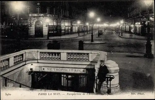 Ak Paris IX. Arrondissement Opéra, Perspective de l'Avenue de l'Opera