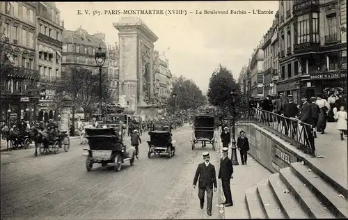 Ak Paris XVIII. Arrondissement Buttes-Montmartre, Le Boulevard Barbes