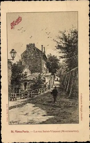 Künstler Ak Paris XVIII. Arrondissement Buttes-Montmartre, La Rue Saint Vincent, Maggi-Werbung
