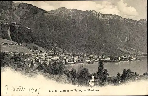 Ak Clarens Vernex Montreux Kanton Waadt, Panorama