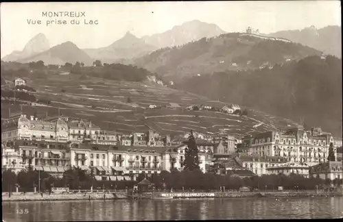 Ak Montreux Kanton Waadt Schweiz, Vue prise du Lac