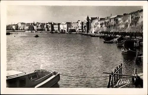 Ak Bizerte Tunesien, Le Vieux Port et les Remparts de la Kasbah