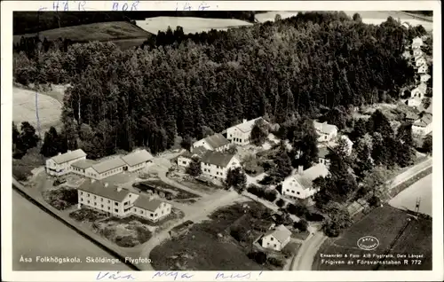 Ak Sköldinge Schweden, Asa Folkhögskola, Flyfoto