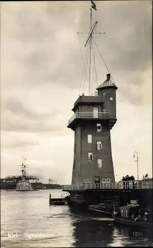 Ak Kiel Schleswig Holstein, Signalstation, Hafen