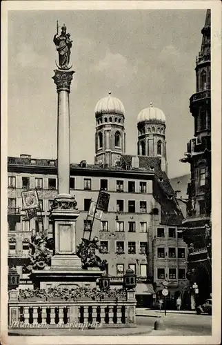 Ak München, Marienplatz, Mariensäule