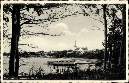 Ak Rønne Rönne Bornholm Dänemark, Teilansicht mit Kirche