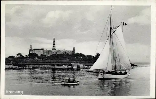 Ak Helsingør Helsingör Dänemark, Kronborg Slot, Schloss, Segelboot