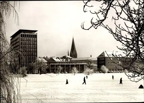 Ak Kiel Schleswig Holstein, zugefrorener Kleiner Kiel, Blick auf die Altstadt, Februar 1963