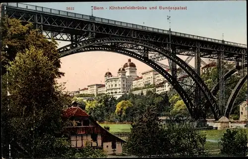 Ak Bern Stadt, Kirchenfeldbrücke und Bundespalast