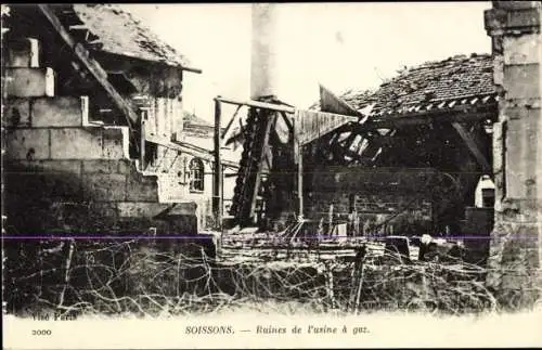 Ak Soissons Aisne, Ruines de l'usine a gaz, Ruinen, Trümmer