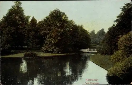 Ak Rotterdam Südholland Niederlande, Park Honingen, Brücke