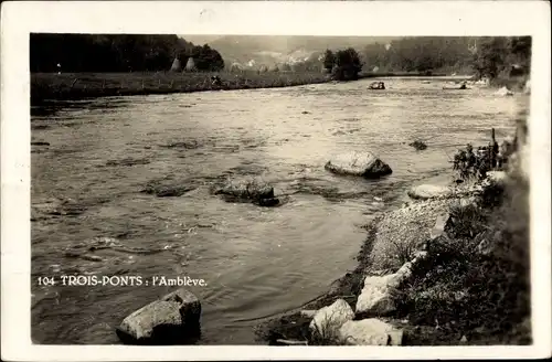Ak Trois Ponts Dreibrücken Wallonien Lüttich, l'Ambleve, Fluss