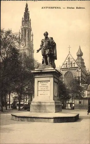 Ak Anvers Antwerpen Flandern, Statuo Rubens, Statue