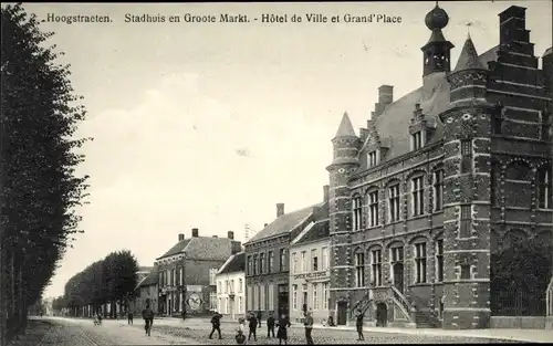 Ak Hoogstraten Hoogstraeten Flandern Antwerpen, Stadhuis en Groote Markt, Hotel de Ville