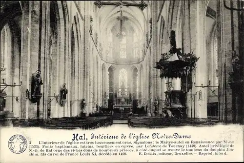 Ak Hal Flämisch Brabant Flandern, Interieur de l'eglise Notre-Dame
