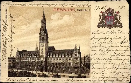 Litho Hamburg, Rathaus, Wappen