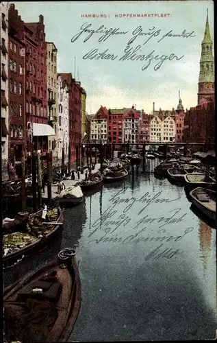 Ak Hamburg Mitte Altstadt, Hopfenmarktfleet, 1908