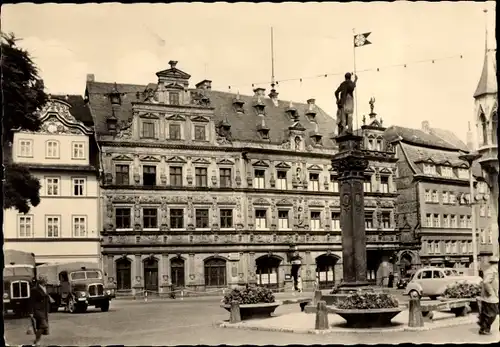 Ak Erfurt in Thüringen, Gildehaus und Roland am Fischmarkt