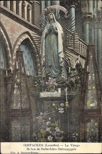 Ak Oostacker Lourdes Ostflandern, La vierge, Marienstatue