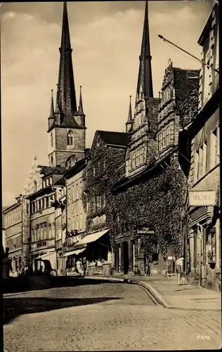 Ak Saalfeld an der Saale Thüringen, Saalstraße mit Stadtapotheke