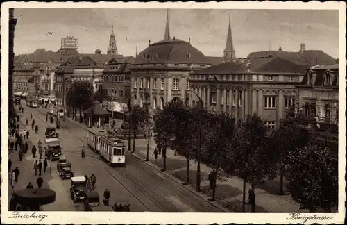 Ak Duisburg im Ruhrgebiet, Königstraße, Straßenbahn