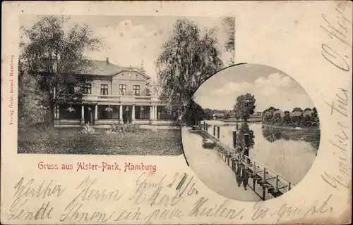 Ak Hamburg Nord Uhlenhorst, Alster Park, Partie am Fluss