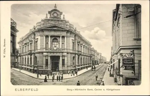 Ak Elberfeld Wuppertal, Berg. Märkische Bank, Casino, Königstraße, Schlosserei