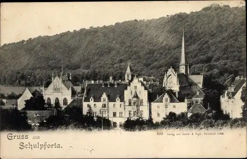 Ak Schulpforte Bad Kösen Naumburg an der Saale, Teilansicht vom Ort mit Blick auf die Kirche