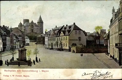 Ak Mayen in der Eifel, Genovevaburg, Marktplatz