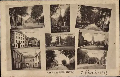 Ak Heinsberg im Rheinland, Rathaus, Denkmal, Stadtpartien, Detailansichten