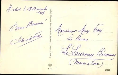 Ak Höchst Frankfurt am Main, Niedmündung und Main vom Schlossturm