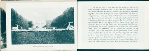 Leporello Ak Schwetzingen in Baden, Hirschbassin mit dem Schloss, Texte