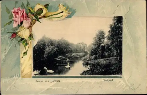 Präge Passepartout Ak Bochum im Ruhrgebiet, Partie im Stadtpark