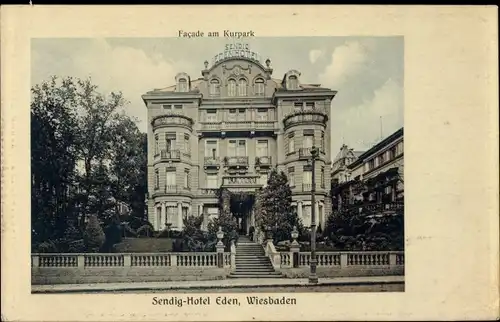 Ak Wiesbaden, Sendig Hotel Eden, Fassade am Kurpark