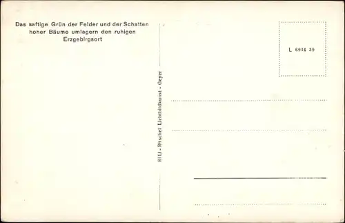 Ak Mildenau im Erzgebirge in Sachsen, Panorama der Ortschaft, Kirche, Felder