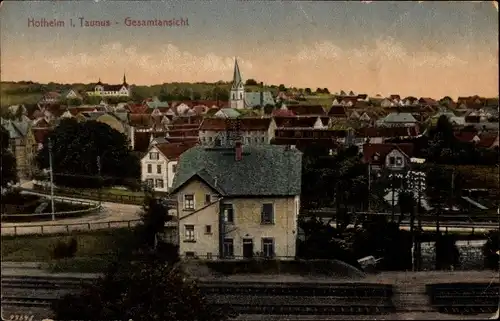 Ak Hofheim am Taunus Hessen, Gesamtansicht, Gleise