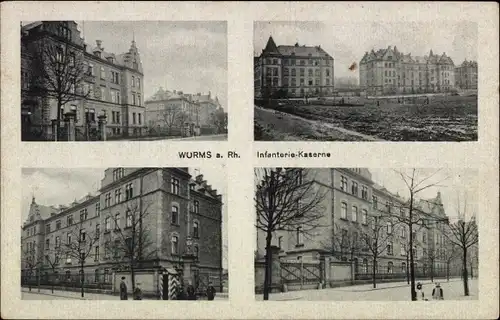 Ak Worms am Rhein, Infanterie Kaserne, diverse Ansichten