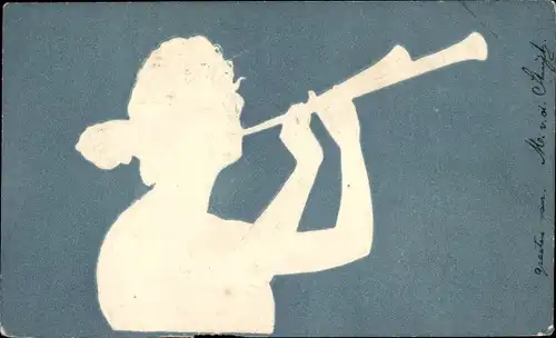 Präge Ak Frau spielt Musikinstrument