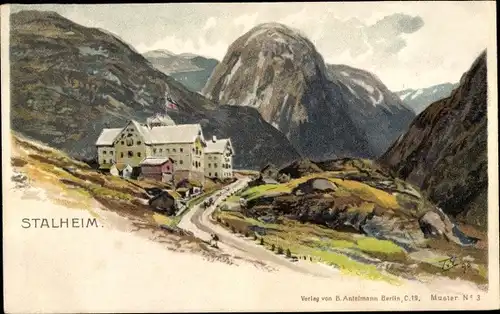 Künstler Litho Stalheim Norwegen, Gebirge, Hotel