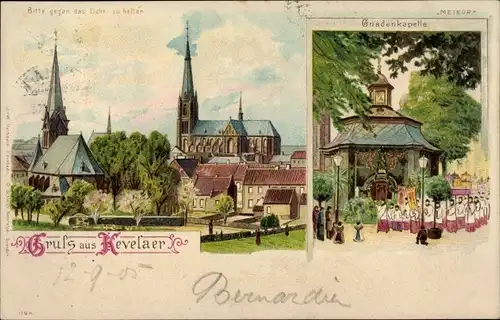 Halt gegen das Licht Litho Kevelaer am Niederrhein, Kirche, Gnadenkapelle, Prozession, Meteor