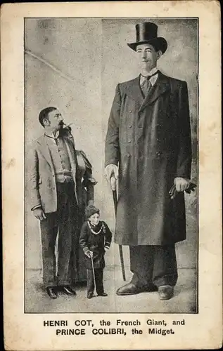 Ak Henri Cot, the French Giant, and Prince Colibri, the Midget