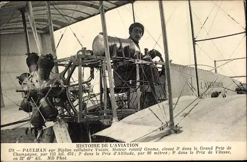 Ak Grande Semaine d'Aviation, 1909, Paulhan, Voisin