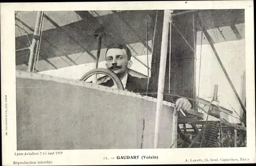 Ak Gaudart, Voisin, Biplan, Aviateur, Flugpionier