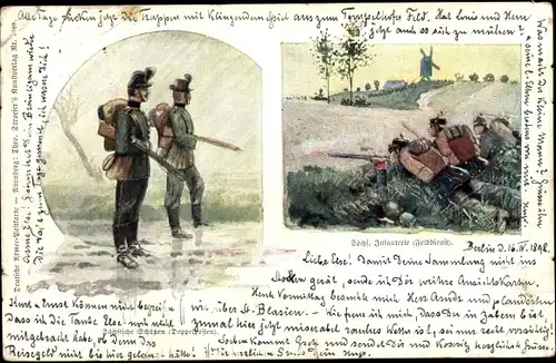 Künstler Ak Sächsische Schützen, Doppelposten, Sächsische Infanterie, Felddienst, I. WK
