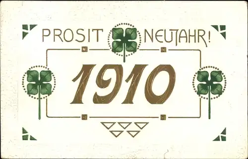 Ak Glückwunsch Neujahr 1910, Glücksklee