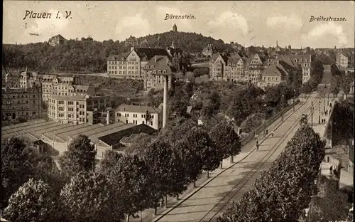 Ak Plauen Vogtland, Bärenstein, Breitestraße, Gleise