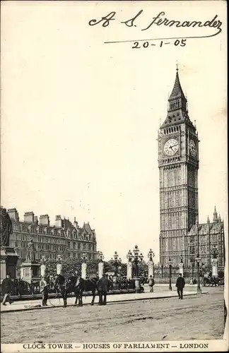 Ak London City England, Clock Tower, Houses of Parliament