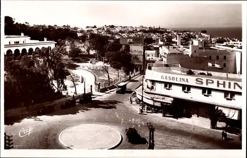 Ak Tanger Marokko, Place de France, Rond-Point, Tankstelle, Gasolina