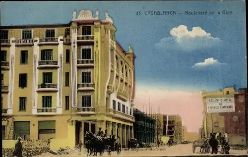 Ak Casablanca Marokko, Boulevard de la Gare, Atlantic Hotel